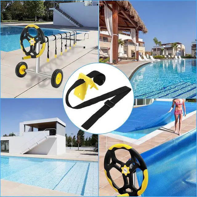 Alt view image 5 of 7 - Solar Cover Reel Set Pool Reel Embedded Straps with Clips | Pool Cover Reel Attachment Kit,Including 8 Adhesive Nylon Straps, 12 Cord Plates,8 Buckles for In-ground Swimming Pool