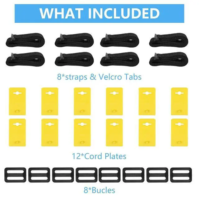 Alt view image 7 of 7 - Solar Cover Reel Set Pool Reel Embedded Straps with Clips | Pool Cover Reel Attachment Kit,Including 8 Adhesive Nylon Straps, 12 Cord Plates,8 Buckles for In-ground Swimming Pool