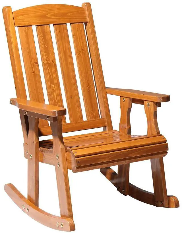 Main image of Outdoor Rocking Chair, Heavy Duty 600 LBS Wooden Rocker, Teak(1PC) | High & Comfortable Backrest, Weatherproof Patio Rocker with Ergonomic Design, for Patio, Garden, Porch
