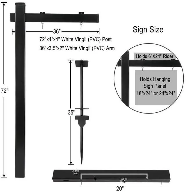 Alt view image 6 of 7 - VINGLI Vinyl PVC Real Estate Sign Post, 6' Tall Yard Post for Sale Open House and Home, Black (Two Pack)