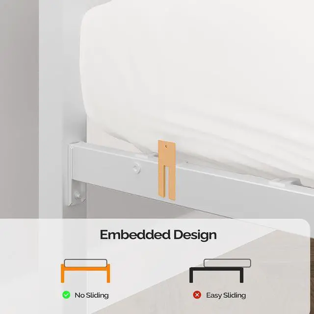 Alt view image 4 of 7 - VINGLI Twin Bed Frame with LED Lights and Charging Station, White Twin Size Bed Frame with Storage Headboard with Shelf, Heavy Duty Platform Bed, Noise Free, No Box Spring Needed, White