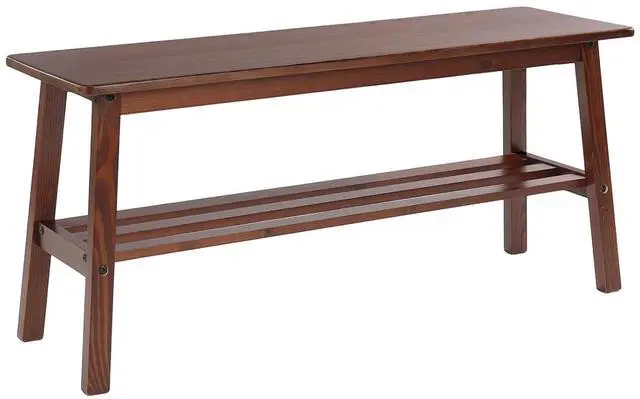 Main image of VINGLI 39 Inch Solid Wood Dining Bench with Shoe Rack Storage, Walnut | Solid Wood Construction, Wood Bench, Built-in Shoe Rack Storage, Multi Room, Entryway Bedroom Kitchen Living Room Furniture