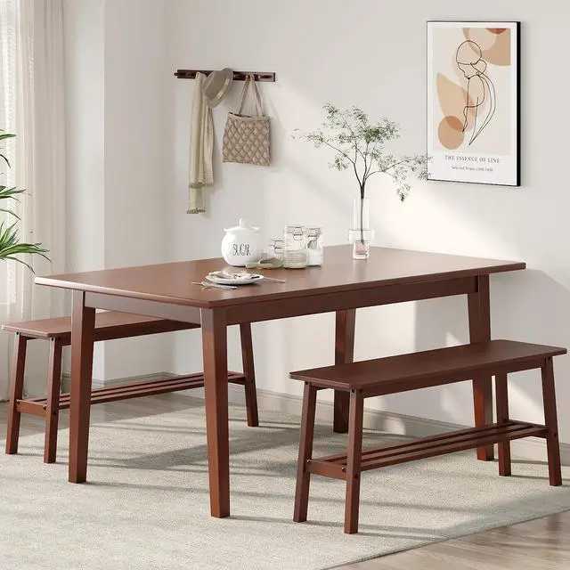 Alt view image 7 of 7 - VINGLI 39 Inch Solid Wood Dining Bench with Shoe Rack Storage, Walnut | Solid Wood Construction, Wood Bench, Built-in Shoe Rack Storage, Multi Room, Entryway Bedroom Kitchen Living Room Furniture