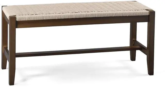 Main image of VINGLI Boho Wicker Bench Wood Frame Rattan Seat Indoor Entryway Walnut | Fits Entryway, Bedroom, Dining Room, Living Room, End of Bed, Extra Seating, Decorative Furniture Accent