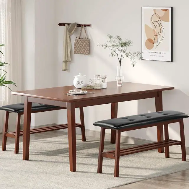 Alt view image 7 of 7 - VINGLI 39 Inch Padded Solid Wood Dining Bench with Shoe Rack Storage Walnut | Padded Solid Wood Construction, Leather Bench, Built-in Shoe Rack Storage, Comfortable Seat, Multi-Room Entryway Furniture