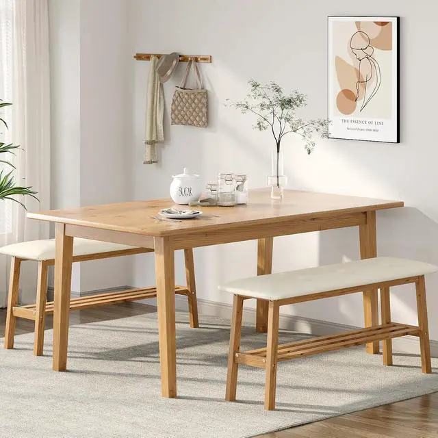 Alt view image 7 of 7 - VINGLI Padded Solid Wood Dining Bench with Shoe Rack Storage Light Brown | Padded Solid Wood Construction, 39" Bench, Built-in Shoe Rack Storage, Comfortable Seat, Multi-Room Entryway Furniture