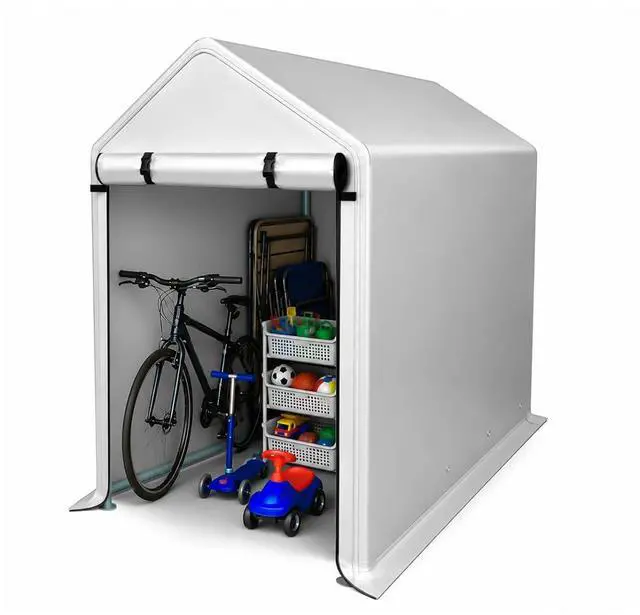 Main image of VINGLI 3x6 FT Outdoor Storage Shelter Shed, Heavy Duty Portable Garage with Roll-up Zipper Door, Waterproof and UV Resistent Carport Tent for Motorcycle, Garden Tools, Firewood, Gray