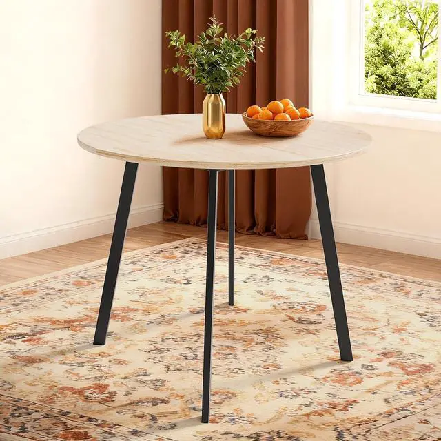 Main image of VINGLI Round Dining Table for 2-4, 35" Modern Kitchen Table, Oak | with Metal Cross Legs, Wood Tabletop, Space-Saving, for Home, Kitchen, Small Space, Apartment