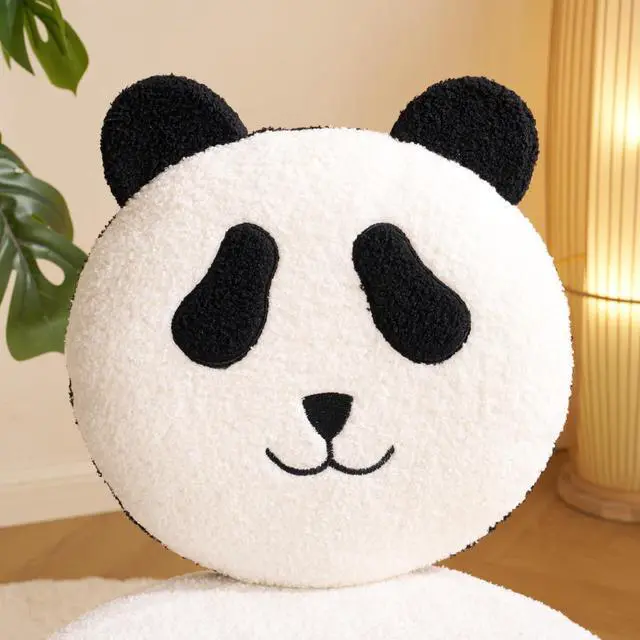 Alt view image 3 of 7 - VINGLI Cute Panda Vanity Chair No Wheels w/Solid Wood Legs & 18.1" W Seat,Armless Modern Accent Chair w/Backrest, Soft Cozy Makeup Chair,for Bedroom,Teenager Playroom,Reading Nook,Teddy Fleece,Black