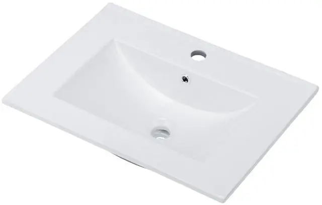 Main image of VINGLI 24 In Vanity Top Sink,1 Pre-Drilled Standard 1 3/8" Faucet Hole,1 3/4" Diameter of Center Hole,24 Inch Modern Rectangular Ceramic Single Sink Basin Vanity Top, 24"Wx18.1"Dx6.7"H,White