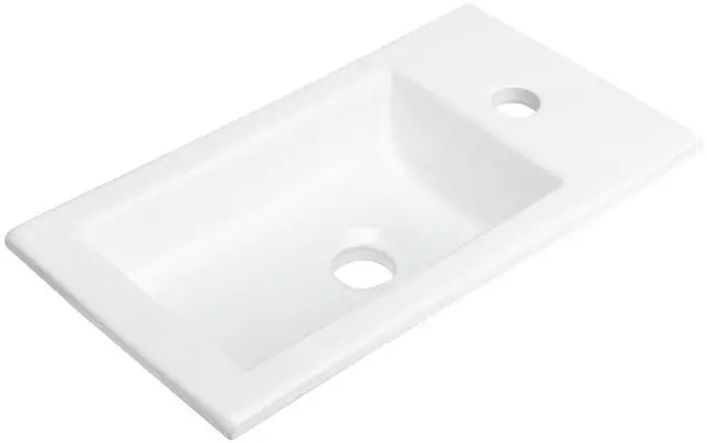 Main image of VINGLI 18x9.8 Inch Bathroom Vanity Top Sink,1 Pre-Drilled Standard Single Faucet Hole, Small Modern Rectangular Ceramic Single Sink Basin Vanity Top for Bathroom, 18"Wx9.8"Dx3.9"H, White