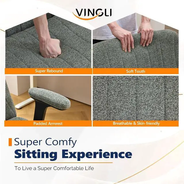 Alt view image 4 of 7 - VINGLI Criss Cross Chair with Adjustable Flip-Up Arms,Cross Legged Chair with Wheels, Extra Wide Office Chair,Cozy Desk Chair for Home Office, Vanity, Apartment,Chenille Velvet,Dark Green