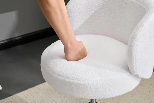 Alt view image 3 of 7 - VINGLI Cute Small Swivel Desk Chair Comfy no Wheels,Ergonomic Low-Back Lumbar Support Vanity Nail Tech Computer Task StoolGirls Women Kids Chair for Home Office,Height Adjustable,Teddy Fleece,White
