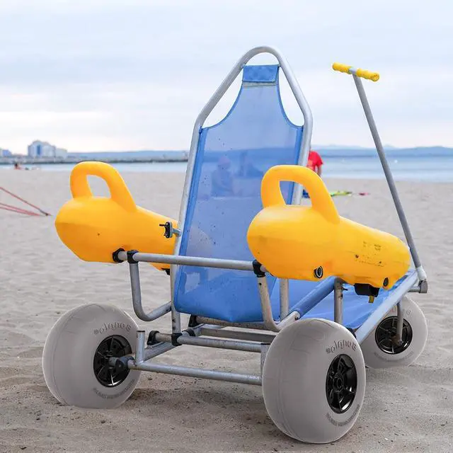 Alt view image 7 of 7 - Bonnlo 12" Balloon Wheels Beach Cart Tires Replacement Big Sand Wheels for Beach Buggy, Kayak Trolley, Canoe Dolly, Rolling Walker, Garden Cart, Wheelchair, Sand Wagon w/Free Air Pump, 2-Pack