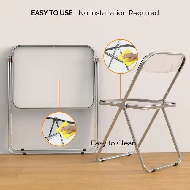 Alt view image 3 of 7 - VINGLI Folding Acrylic Table and Chair Set Small TV Tray for Snack Dinner on Couch, Tiny Foldable Desk Writing Desk for Home Office for Small Spaces