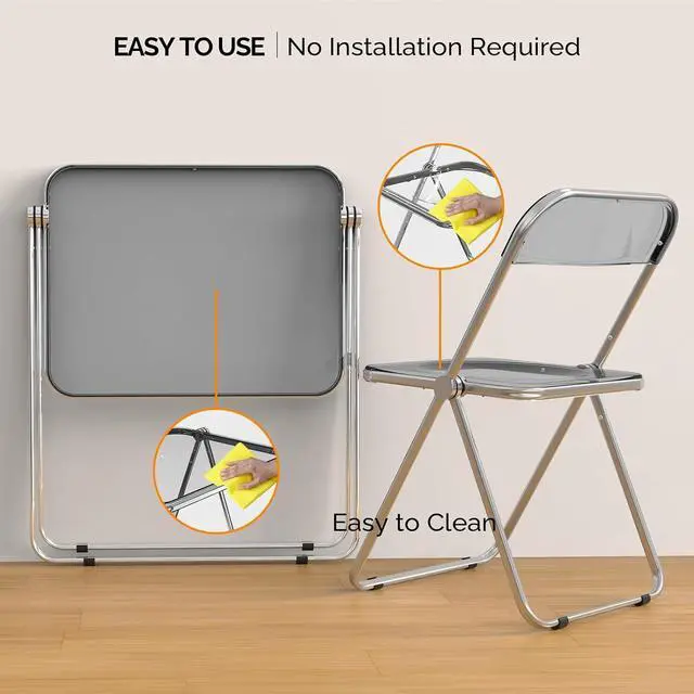 Alt view image 3 of 7 - VINGLI Folding Acrylic Table and Chair Set Small TV Tray for Snack Dinner on Couch, Tiny Foldable Desk Writing Desk for Home Office for Small Spaces (Grey)