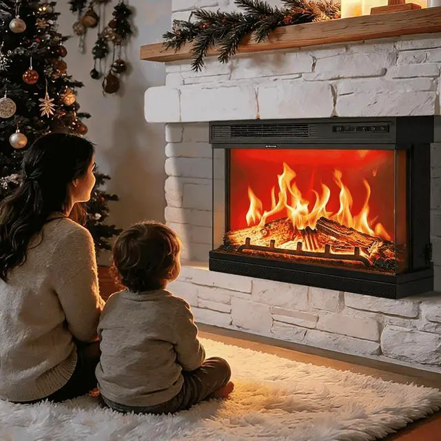 Alt view image 6 of 6 - VINGLI 24 inch Electric Fireplace Insert, Modern 3-Sided Recessed/Wall Mount Fireplace with 12 Realistic Adjustable Flame Colors, 5 Brightness Levels, 8H Timer, Overheat Protection & Remote Control