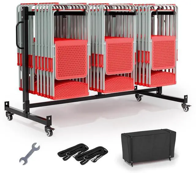 Main image of VINGLI Single-Tier Chair Rack, Holds 42 Chairs or 10 Tables, 400 lb | Heavy-Duty Steel Construction, Space-Saving Storage Solution, Ideal for Events, Churches, and Banquets