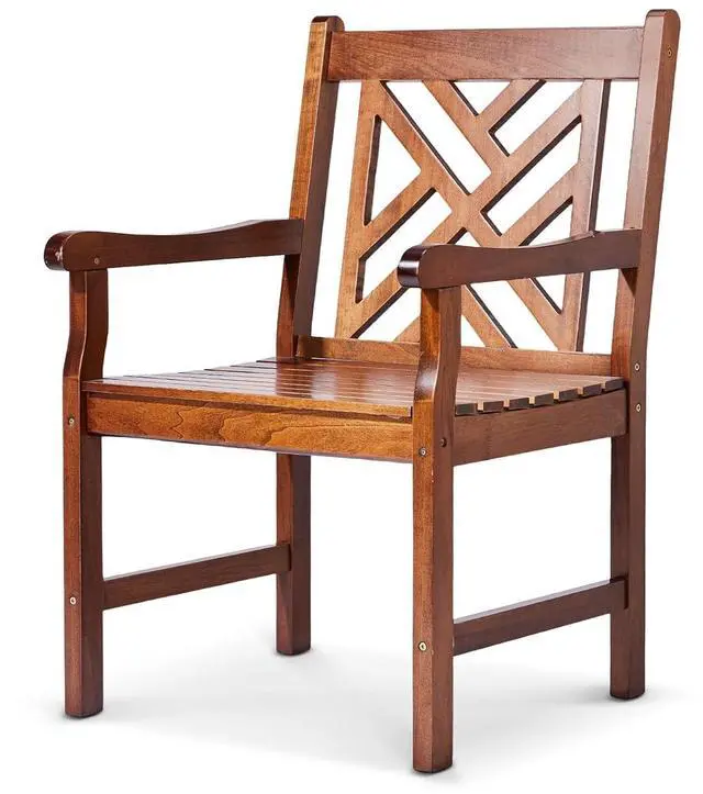 Main image of VINGLI Outdoor Dining Chairs, Heavy Duty 330 LBS Wooden Patio Chairs with Comfortable Backrest, Solid Wood Patio Dining Chairs Garden Chairs for Yard, Front Porch and Deck (Teak, 1 PCS)