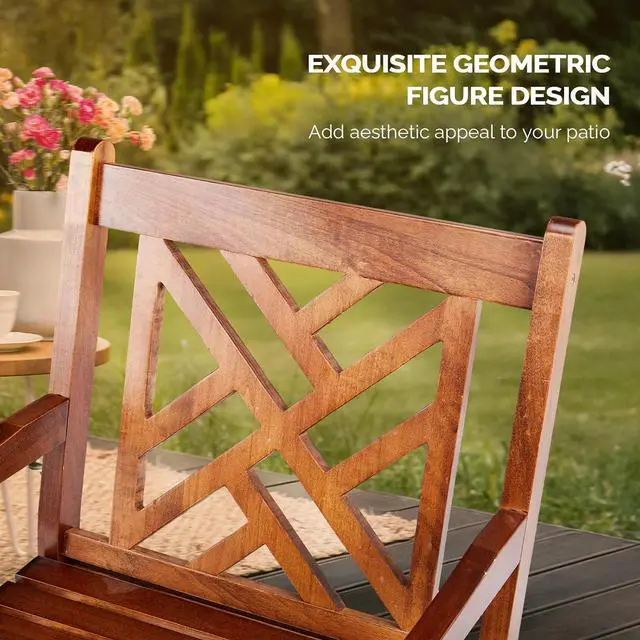 Alt view image 6 of 7 - VINGLI Outdoor Dining Chairs, Heavy Duty 330 LBS Wooden Patio Chairs with Comfortable Backrest, Solid Wood Patio Dining Chairs Garden Chairs for Yard, Front Porch and Deck (Teak, 1 PCS)
