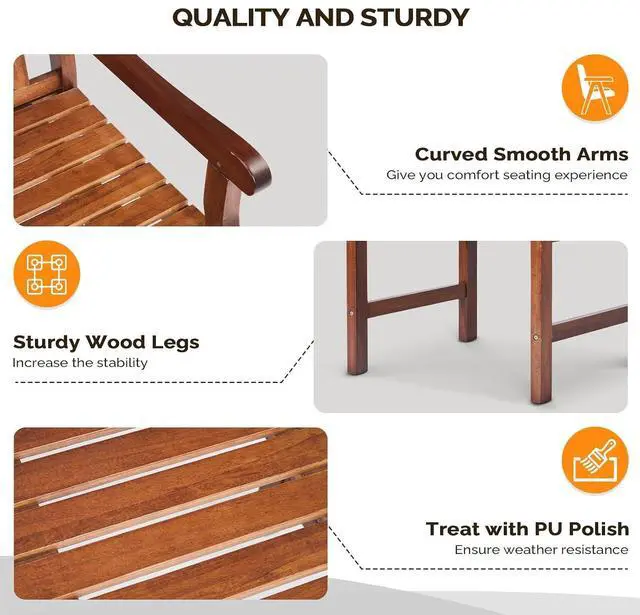 Alt view image 7 of 7 - VINGLI Outdoor Dining Chairs, Heavy Duty 330 LBS Wooden Patio Chairs with Comfortable Backrest, Solid Wood Patio Dining Chairs Garden Chairs for Yard, Front Porch and Deck (Teak, 1 PCS)