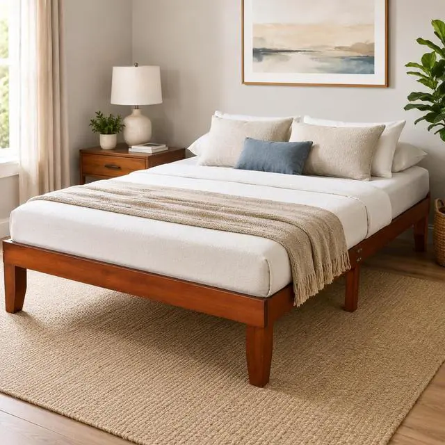 Main image of VINGLI 12 in Classic Solid Wood Twin Platform Bed Frame with Storage Space Underneath,Sturdy Wooden Bed Slat Support, Minimalist Design, No Box Spring Needed,Easy Assembly,Natural Pine,Espresso