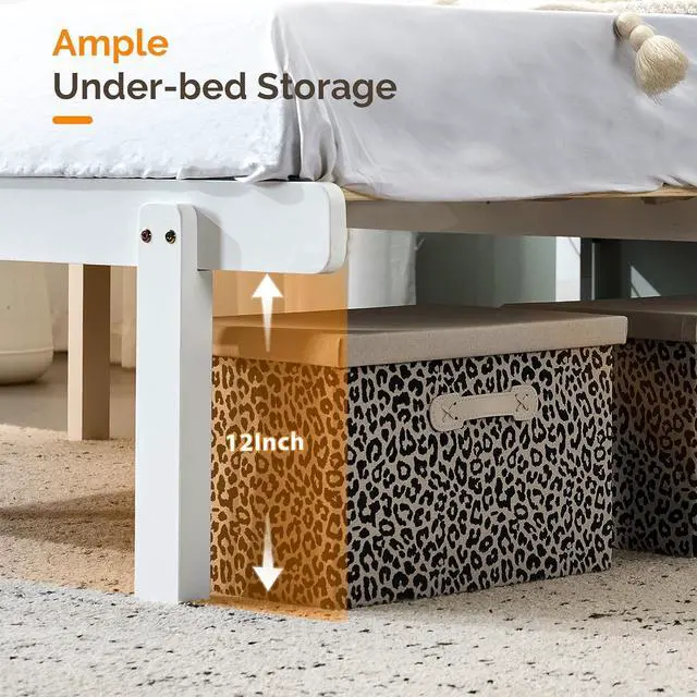 Alt view image 7 of 7 - VINGLI Solid Wood Twin Platform Bed Frame with Headboard, Space Saving Bed with Pull-Out Design, LED Lights, Charging Station, 3-Side Guardrails, 12 Inch Under-Bed Storage for Kids Room,White