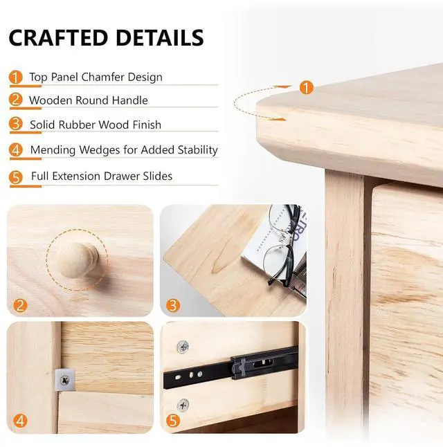 Alt view image 7 of 7 - VINGLI Unfinished Natural Solid Wood Floating Nightstand for Bedroom Set of 2, Small Nightstand with Drawer & Open Shelf, Farmhouse Night Stand Wall-Mounted Bedside Table for Small Space Color DIY