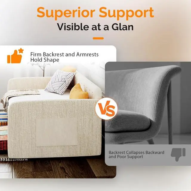 Alt view image 7 of 7 - VINGLI Twin Size Daybed with 2 Storage Drawers and Pockets, Chenille Upholstered Comfy Sleeper Couch Sofa Bed with Diamond Buttons for Living Room, Movie Room, Bedroom, Beige White