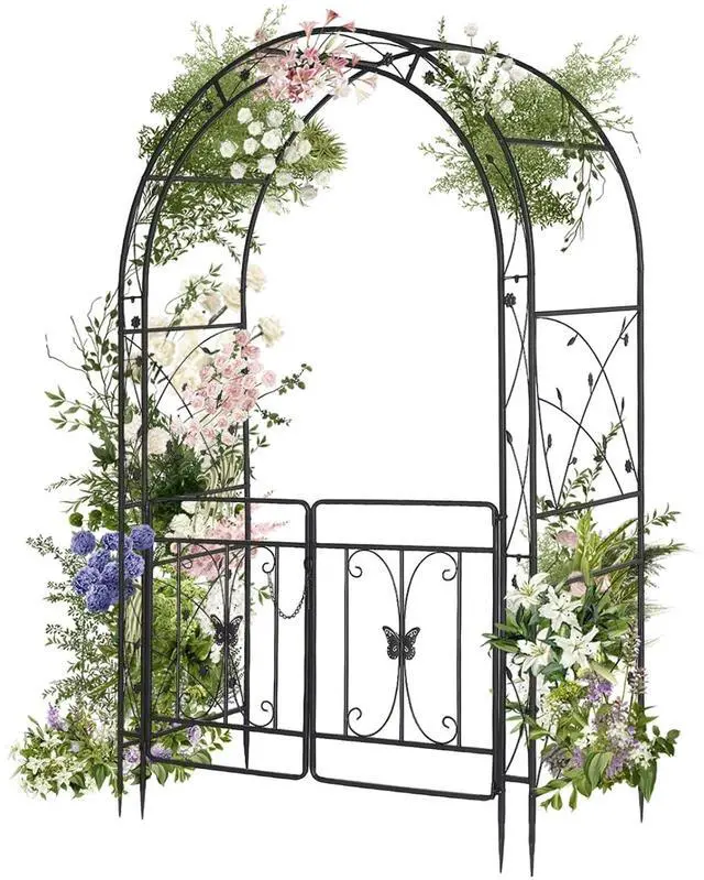 Main image of VINGLI Garden Arbor Arch, Wedding Arch Archway for Ceremony Party, Trellis for Plant Climbing, Christmas Decorations Pergola for Backyard, Lawn, Patio, Yard (Arbor with Gate)
