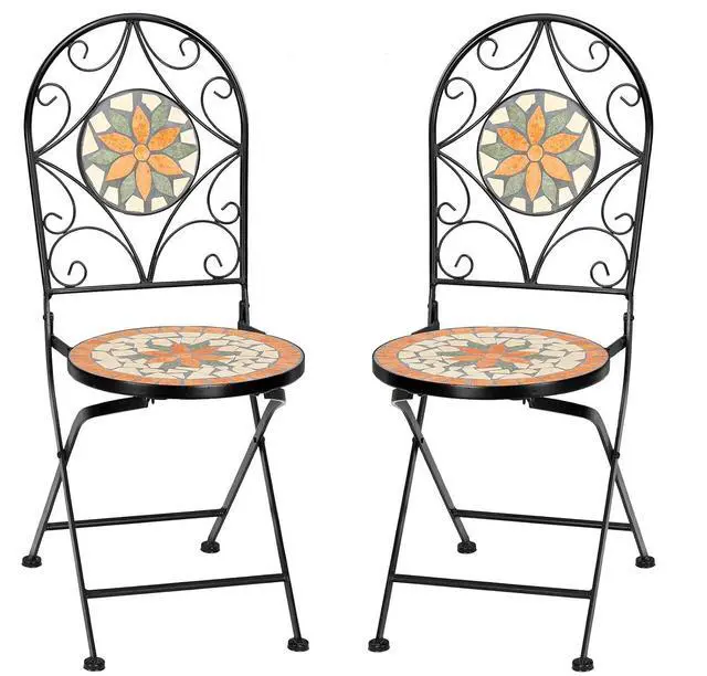 Main image of VINGLI 2 PCS Mosaic Bistro Folding Chairs Outdoor Garden Patio Furniture Seating