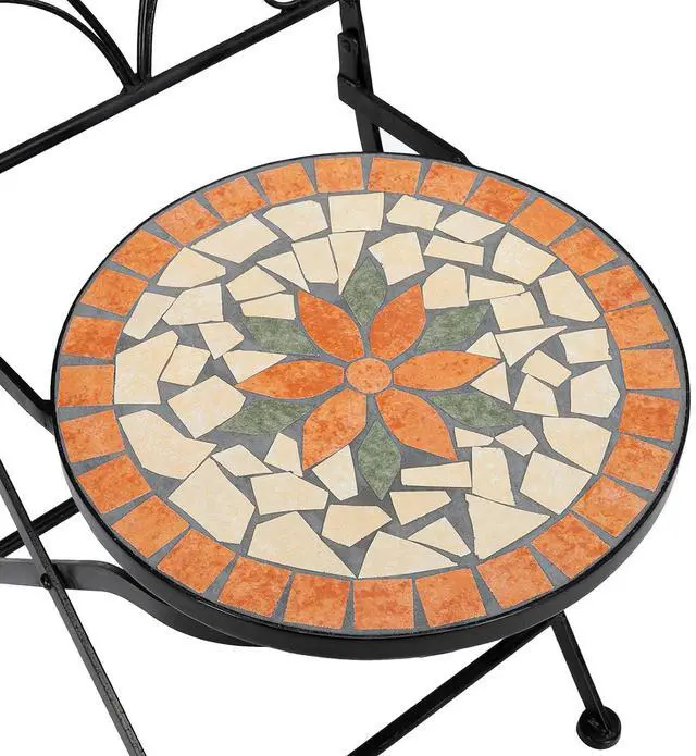 Alt view image 5 of 7 - VINGLI 2 PCS Mosaic Bistro Folding Chairs Outdoor Garden Patio Furniture Seating