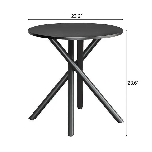 Alt view image 2 of 7 - VINGLI 24" Round Side Table with Criss-Cross Legs, Rustic End Table, Black | Rustic Small Coffee Table for Small Spaces, Living Room, Bedroom, Office