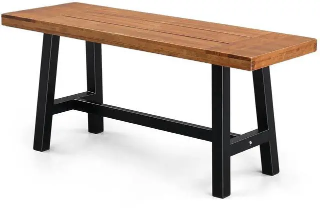 Main image of VINGLI Outdoor Bench with Metal Legs Rustic, Wood Dining Bench Indoor Outdoor Porch Benches for Yard Garden Dining (40in)