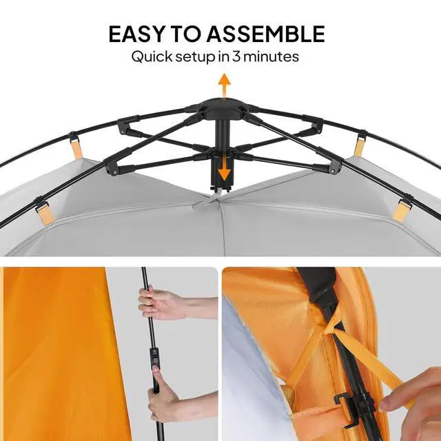 Alt view image 3 of 7 - VINGLI 2 Room Shower Tent, 7.5 FT Instant Pop Up Shelter with Carrying Bag, Privacy Changing Room Tent,Perfect for Portable Toilet, Camping, Dressing, Outdoor Indoor, Easy Set Up (Orange White)