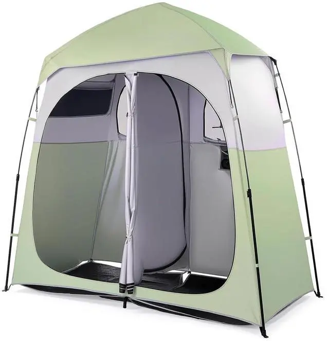 Main image of VINGLI 2 Room Shower Tent, 7.5 FT Instant Pop Up Shelter with Carrying Bag, Privacy Changing Room Tent,Perfect for Portable Toilet, Camping, Dressing, Outdoor Indoor, Easy Set Up (Green White)