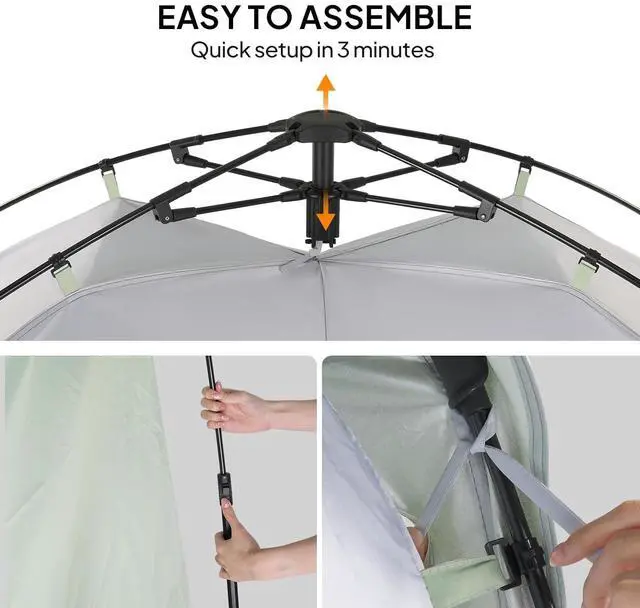 Alt view image 2 of 7 - VINGLI 2 Room Shower Tent, 7.5 FT Instant Pop Up Shelter with Carrying Bag, Privacy Changing Room Tent,Perfect for Portable Toilet, Camping, Dressing, Outdoor Indoor, Easy Set Up (Green White)