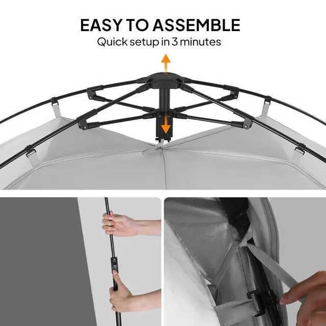 Alt view image 2 of 7 - VINGLI 2 Room Shower Tent, 7.5 FT Instant Pop Up Shelter with Carrying Bag, Privacy Changing Room Tent,Perfect for Portable Toilet, Camping, Dressing, Outdoor Indoor, Easy Set Up (Grey White)