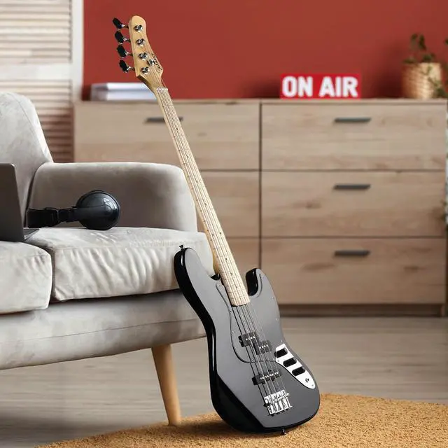 Alt view image 6 of 6 - GLARRY Bass Guitar Full Size 4 String Exquisite Stylish Bass with Guitar Bag Power Line and Wrench Tool (Blue, With AMP)