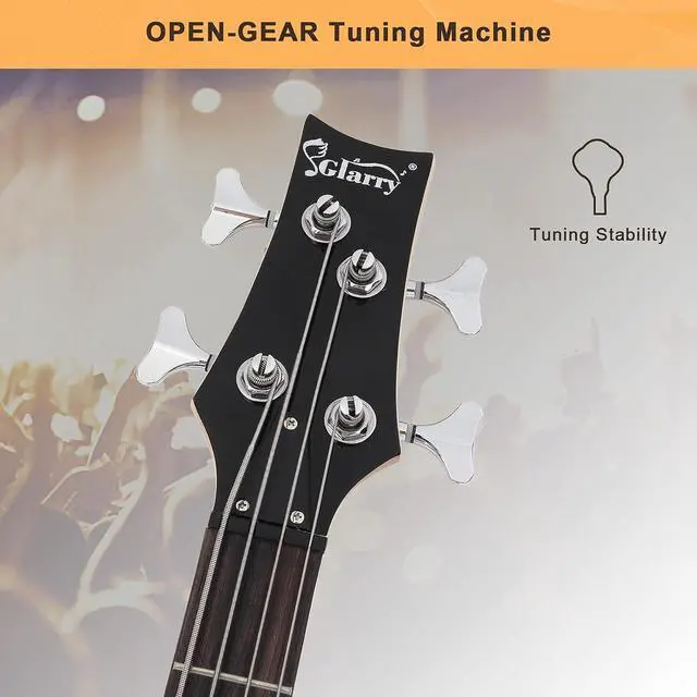 Alt view image 6 of 7 - GLARRY Electric Bass Guitar Full Size 4 String Exquisite Stylish Bass with Power Line, Bag and Wrench Tool (Natural Wood)
