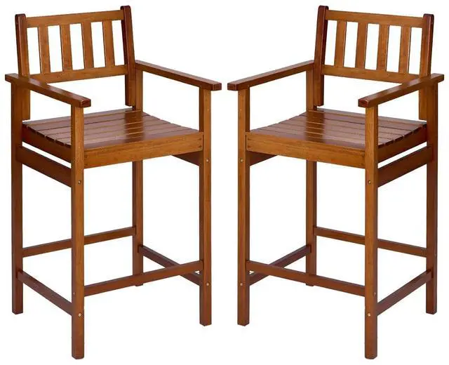 Main image of VINGLI Outdoor Bar Stools, Solid Wood Bar Stools Set of 2 Counter Height Bar Chairs for Outdoor Patio Garden Lawn