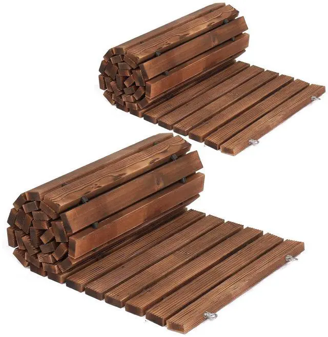 Main image of VINGLI Oversized 22IN W 8FT L Wooden Garden Pathway for Outdoors, Roll Out Garden Pathway Walkway Flooring W/Steel Wire, Anti-Slip Texture, Ground Stakes, Outside Walkway for Patio, Wedding, 2PCS