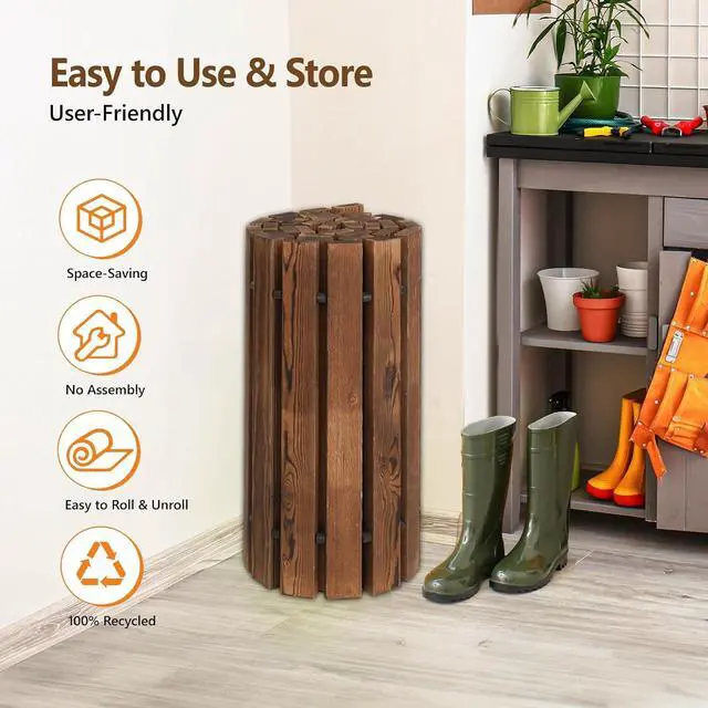 Alt view image 5 of 7 - VINGLI Oversized 22IN W 8FT L Wooden Garden Pathway for Outdoors, Roll Out Garden Pathway Walkway Flooring W/Steel Wire, Anti-Slip Texture, Ground Stakes, Outside Walkway for Patio, Wedding, Poolside