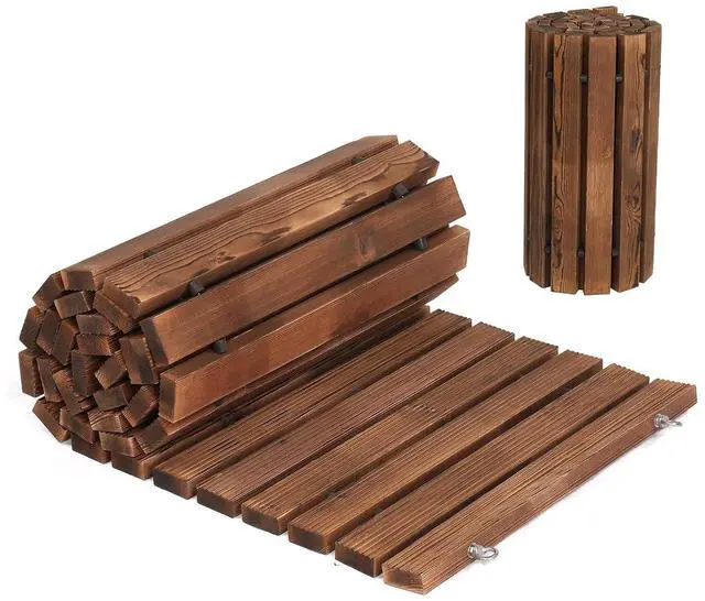 Main image of VINGLI Oversized 22IN W 8FT L Wooden Garden Pathway for Outdoors, Roll Out Garden Pathway Walkway Flooring W/Steel Wire, Anti-Slip Texture, Ground Stakes, Outside Walkway for Patio, Wedding, Poolside