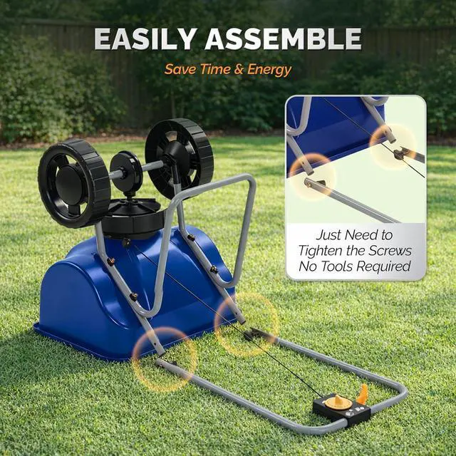 Alt view image 6 of 7 - VINGLI 70lbs Fertilizer Spreader with 15 Adjustable Drop Rate, Pre-Assembled Walk-Behind Seed Spreader, with 9" Tire for Multi-Terrain, Broadcast Spreader for Lawn Care & Seed Spreading (Blue)