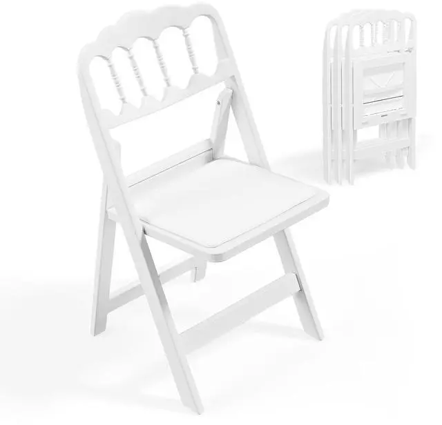 Main image of VINGLI White Resin Plastic Folding Chair with Padding Seat, Foldable Plastic Chair Weight Capacity to 350 lbs Perfect for Event Party Indoor Outdoor, Wavy Backrest, 4 Pack