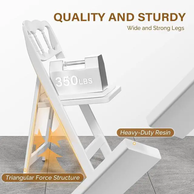 Alt view image 4 of 7 - VINGLI White Resin Plastic Folding Chair with Padding Seat, Foldable Plastic Chair Weight Capacity to 350 lbs Perfect for Event Party Indoor Outdoor, Wavy Backrest, 4 Pack