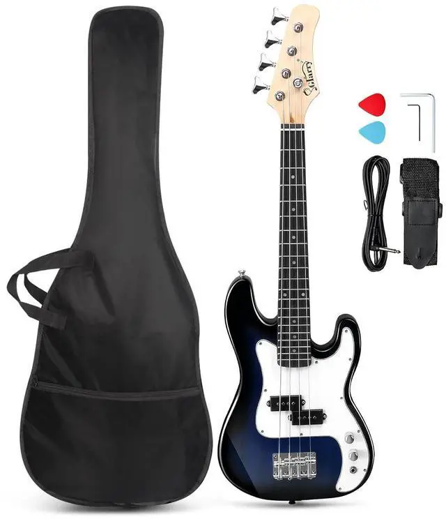 Main image of GLARRY 36in Electric Bass Guitar, 4 String Beginner Starter Kit with Accessories including Cable, Strap, Bag for Adults (Dark Blue)