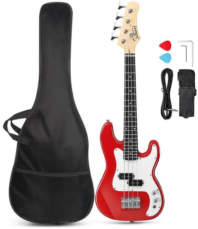 Main image of GLARRY 36in Electric Bass Guitar, 4 String Beginner Starter Kit with Accessories including Cable, Strap, Bag for Adults (Red)