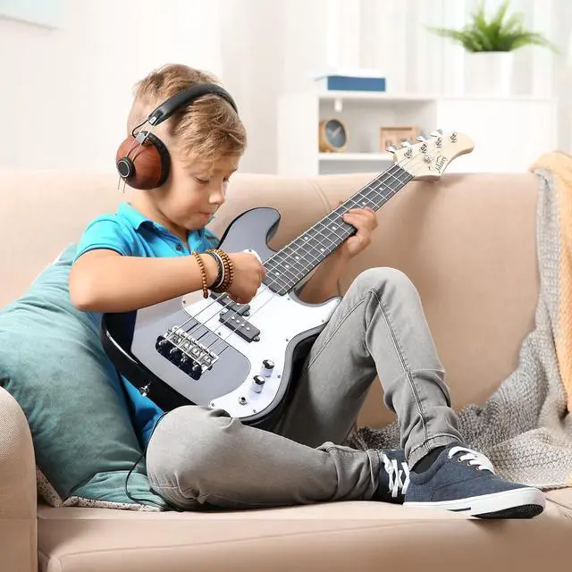 Alt view image 2 of 7 - GLARRY 36in Electric Bass Guitar, 4 String Beginner Starter Kit with Accessories including Cable, Strap, Bag for Adults (Dark Blue)